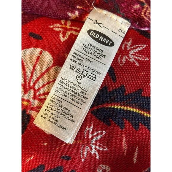 Old Navy Womens Floral Print Scarf Wrap One Size Polyester Burgundy Red - Picture 6 of 8